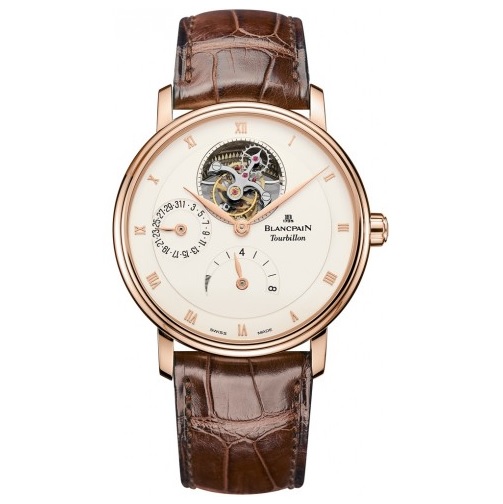 BLANCPAIN Villeret Tourbillion Silver Dial 18kt Rose Gold Brown Leather Men's Watch Item No. 6025-3642-55B, only $52,395.00, free shipping