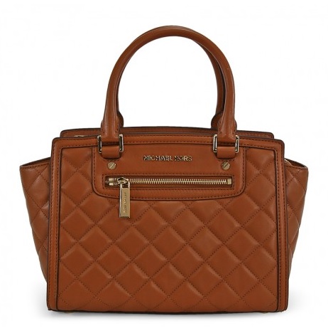 MICHAEL KORS Selma Medium Quilted Leather Satchel - Walnut, only $178.99, free shipping after using coupon code 