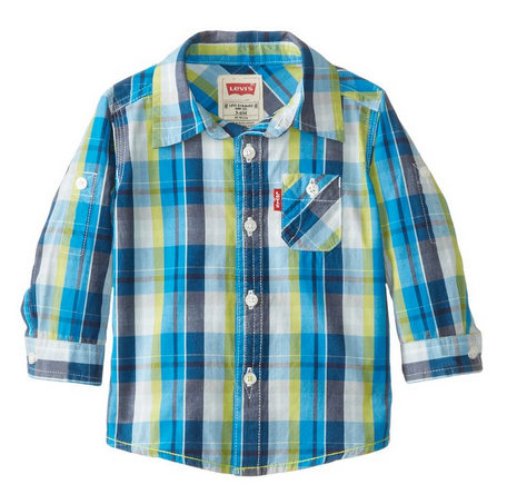 Levi's Baby Boys' My First Long Sleeve Woven Cotton One Pocket Shirt $11.24