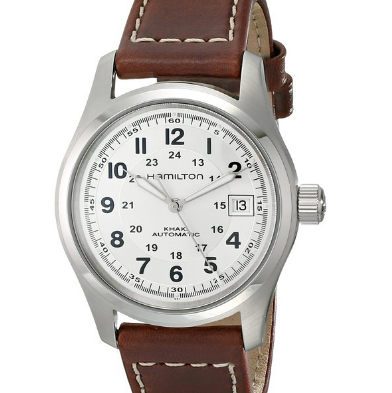 Hamilton Men's HML-H70455553 Khaki Field Stainless Steel Automatic Watch with Brown Leather Band $375.98