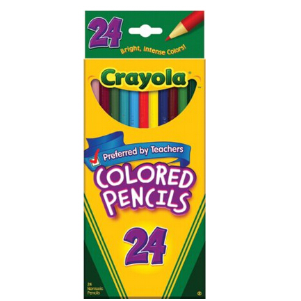 Crayola Colored Pencils, Assorted Colors, 24 count (68-4024)  $2.97
