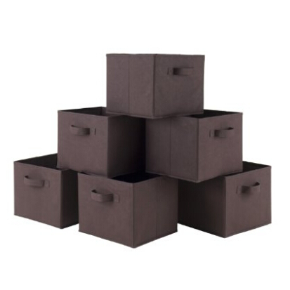 Winsome Wood Capri Folding 6-Piece Fabric Basket Set, Chocolate $17.78