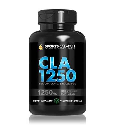 CLA 1250 (Highest Potency) 180 Veggie Softgel Capsules. Vegan Safe, non-GMO and Gluten Free Natural Weightloss Supplement - Made in USA, only $18.95