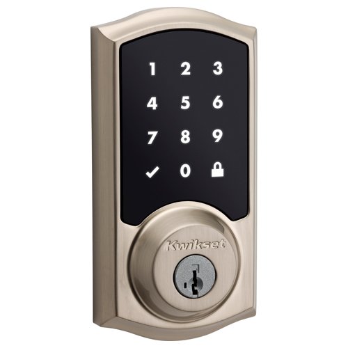 Kwikset 916 Z-Wave SmartCode Touchscreen Electronic Deadbolt, Works with Amazon Alexa via SmartThings or Wink, featuring SmartKey in Satin Nickel, only $167.01, free shipping