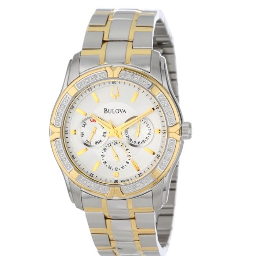 好價！Bulova 寶路華98E112  男士鑲鑽 三眼式 時尚石英腕錶，原價$599.00，現僅售$139.99，免運費。 