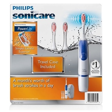 Philips Sonicare PowerUp Battery Toothbrush Bundle with 3 PowerUp Brush Heads and a Travel Case, only $21.99