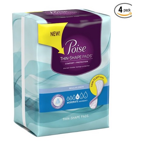 Poise Moderate Pads, 20 Count (Pack of 4), only $4.60, free shipping after clipping coupon and using SS