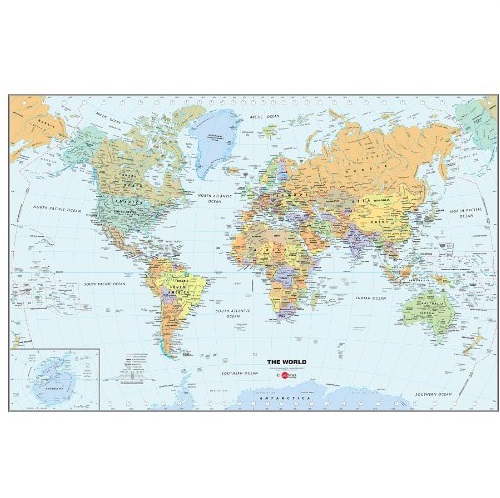 史低价！Brewster Wall Pops带背胶可用记号笔书写擦拭的世界地图，原价$29.99，现仅售 $7.97