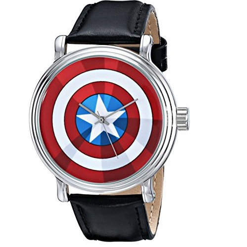 Marvel 漫威W001770 美國隊長盾牌 男士石英腕錶，原價$49.99，現僅售$23.18