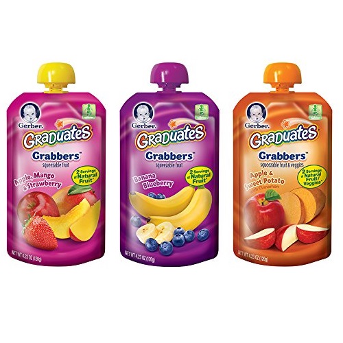Gerber Graduates Grabbers Squeezable Fruit & Veggies Variety Pack, 4.23 Ounce Pouch, 18 Count, only $20.88 after clipping coupon
