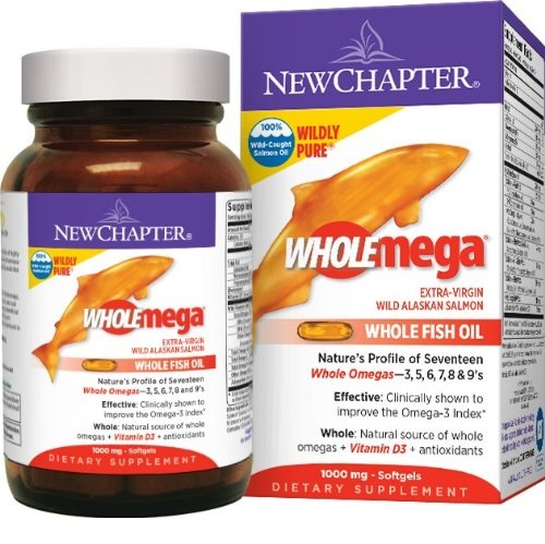 New Chapter Fish Oil Supplement - Wholemega Wild Alaskan Salmon Oil with Omega-3 + Vitamin D3 + Astaxanthin + Sustainably Caught - 180 Count, only $47.83, free shipping