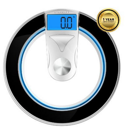 Etekcity 400lb /180kg Digital Bathroom Scale, 1-Year Warranty, CE, ROHS Approved, Smart Step-on, Lock Function, ,Strain Gauge Sensors, Large Backlit Display, Tempered Glass Surface (2 AAA Batteries Included)  $27.99