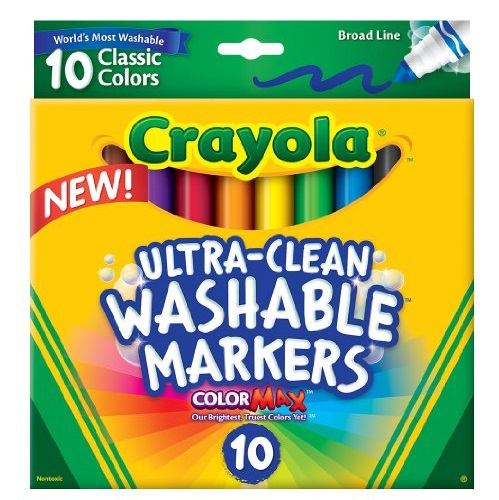 Crayola Ultra Clean Washable Markers, Broad Line, Classic Colors, 10 Count, only $2.79