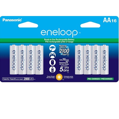 Panasonic BK-3MCCA16BA eneloop AA New 2100 Cycle Ni-MH Pre-Charged Rechargeable Batteries, 16 Pack, only $39.99, free shipping， free $25 eGift card