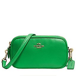 COACH  Pebbled Leather Crossbody Pouch Green $52.50