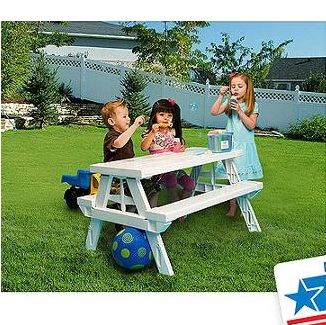 Walmart：KidNic儿童野餐桌椅，白色，原价$69.00，现仅售$41.00，免运费