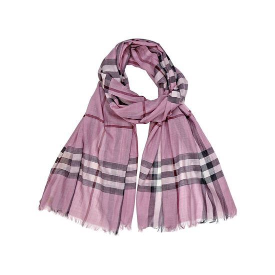 Burberry Check Wool Silk Scarf - Pink Heather, only $249.99 