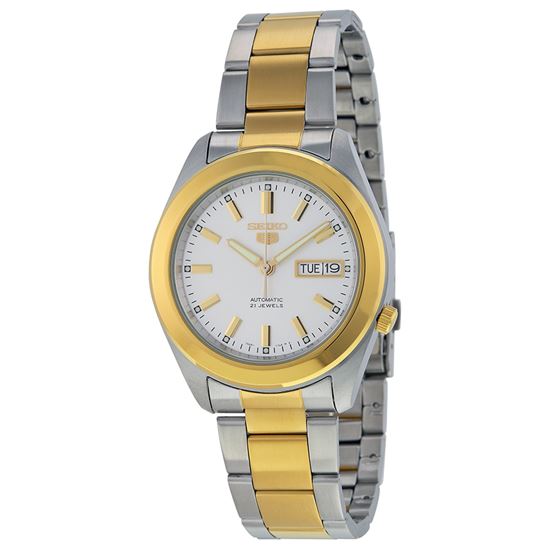 Seiko 5 Automatic White Dial Two-tone Mens Watch SNKM70, only $69.99, $5 shipping
