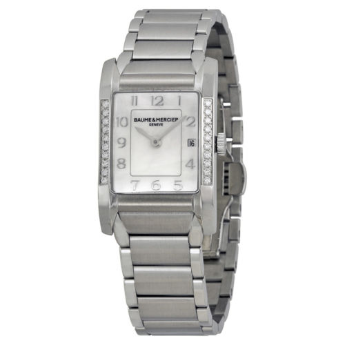 Jomashop：Baume & Mercier名士Hampton 汉伯顿系列珍珠贝母 镶钻 女士石英手表，原价$4,550.00，现使用折扣码后仅售$975.00，免运费