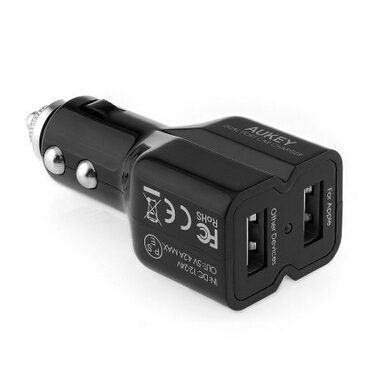 Aukey 4.2A / 21W Dual Port USB Car Charger Adapter Designed for Apple, Android and other Mobile Devices (Black) $3.49 