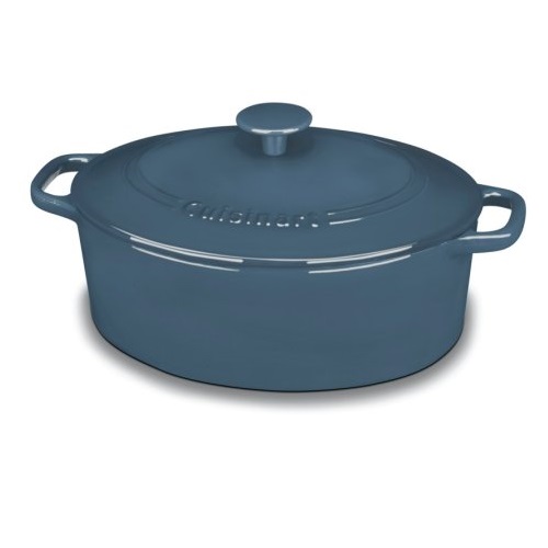 Cuisinart CI755-30BG Chef's Classic Enameled Cast Iron 5-1/2-Quart Oval Covered Casserole, Provencal Blue, only$44.33 , free shipping