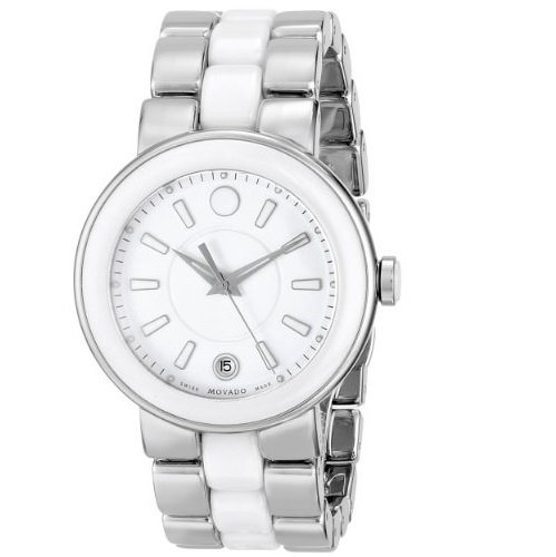 Movado Women's 0606539 Cerena Stainless Steel/White Ceramic Case Watch, only $599.00, FREE One-Day Shipping & Free Returns