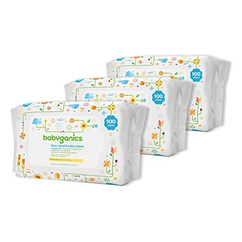 Babyganics Face, Hand & Baby Wipes, Fragrance Free, 300 Count (Contains Three 100-Count Packs), only $7.98, free shipping after using SS