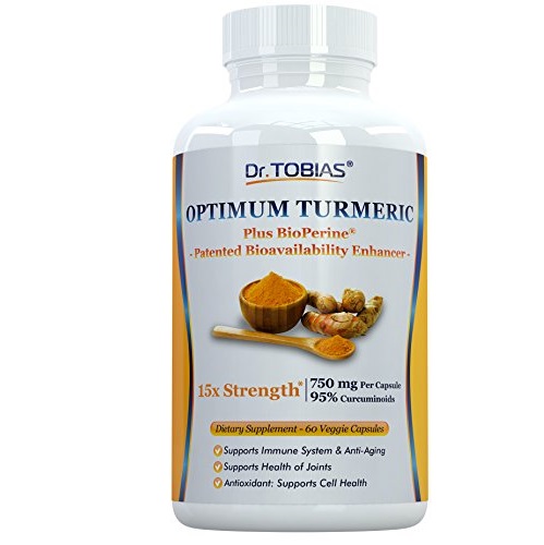 Dr. Tobias Turmeric Curcurmin - 15x Strength: 750 mg per Capsule of 95% Curcuminoids Plus Bioperine - 60 Capsules, only $14.97