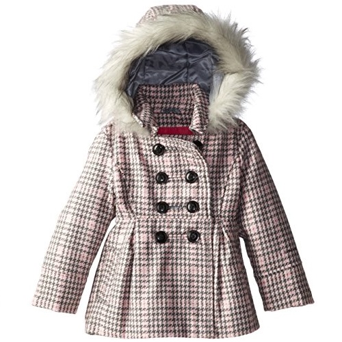 London Fog Little Girl's Houndstooth Plaid Faux Wool Coat, only $30.82