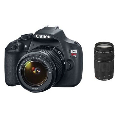 佳能Canon EOS Rebel T5单反数码相机 + EF-S 18-55mm镜头 + EF 75-300mm镜头  $379.00包邮