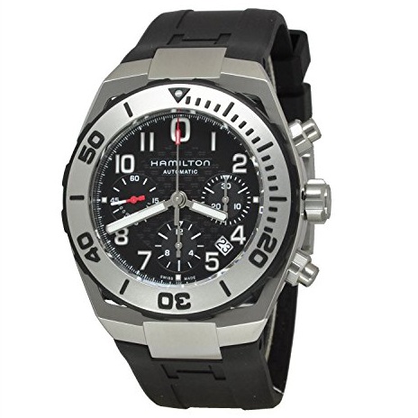HAMILTON Khaki Navy Chronograph Black Dial Black Rubber Men's Watch Item No. H78716333, only $945.00, free shipping after using coupon code 