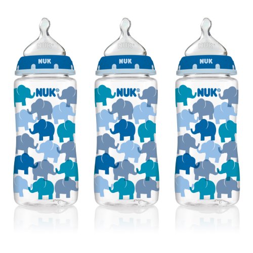 NUK Elephants and Butterflies Fashion Orthodontic Bottle in Boy Patterns, 10-Ounce, 3 Count, only $8.47