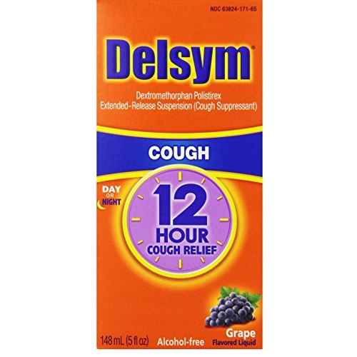 史低价！Delsym 成人葡萄味止咳药 12小时加长型，原价$21.71，现点击coupon后仅售$8.63，免运费