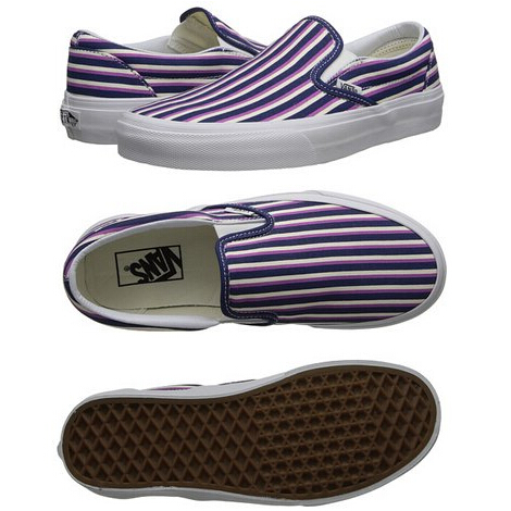 Vans萬斯Classic Slip-On情侶款時尚休閑板鞋 紫色條紋款 特價$22.99 