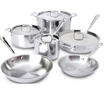 All-Clad 401877R Stainless Steel 3-Ply Bonded Dishwasher Safe Cookware Set, 10-Piece, Silver - 8400000960, only $493.46, free shipping