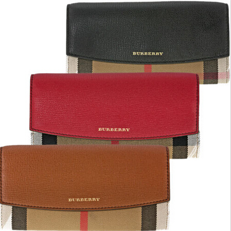 Burberry Porter House Check and Leather Continental Wallet $299.99