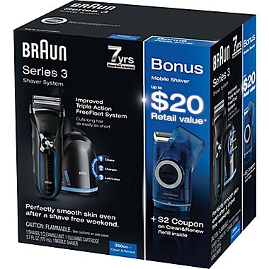 Braun Shaver 350cc with Bonus Mobile Shaver, only $59.99, free shipping