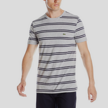 Lacoste Men's Short Sleeve Striped Jersey Regular Fit Crew Neck Tee Shirt $43.90, FREE shipping