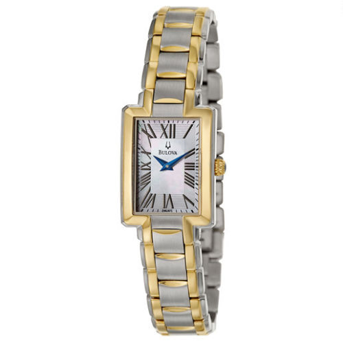 eBay：Bulova寶路華 98L157 金/白雙色調 長方形鋼帶 女士石英錶，原價$299.00，現僅售 $69.00，免運費
