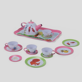 Nature Garden Picnic Tin Tea Party Set for Kids - Metal Teapot and Cups Kitchen Playset $14.95