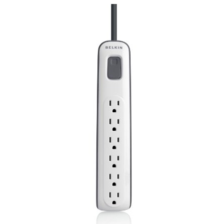 Belkin 6-Outlet AV Power Strip Surge Protector with 2.5-Foot Power Cord, 600 Joules (BV106000-2.5), only $4.99