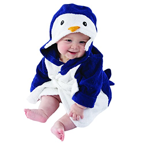 Baby Aspen, Wash & Waddle Penguin Hooded Spa Robe, Blue/White, 0-9 Months, only $19.00