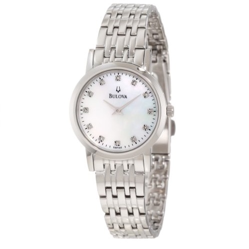 BULOVA Diamond White Mother of Pearl Dial Stainless Steel Ladies Watch Item No. 96P135,only $74.99, free shipping after using coupon code 