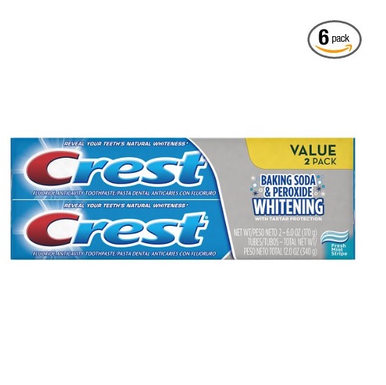 Crest Baking Soda And Peroxide Toothpaste With Tartar Control - Fresh Mint Twin Pack 6.4 Oz, (Pack of 3), only $8.60, free shipping after clipping coupon and using SS