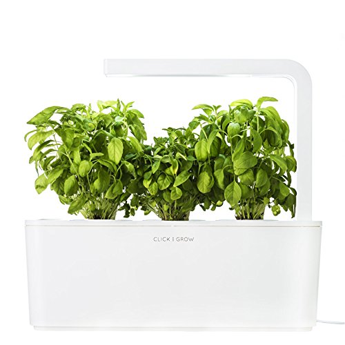 Click & Grow Indoor Smart Herb Garden with 3 Basil Cartridges, White Lid, only $59.95, free shipping