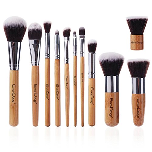 EmaxDesign Makeup Brush Set 11 Pieces Professional Bamboo Handle, only $6.99