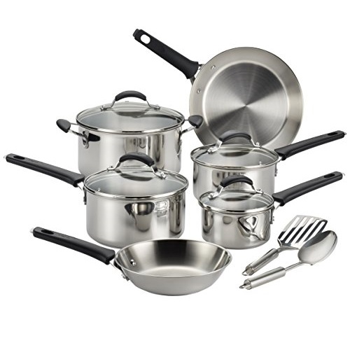 T-fal C813SC Endura Stainless Steel Dishwasher Safe Cookware Set, 12-Piece, Silver, only $58.79 , free shipping