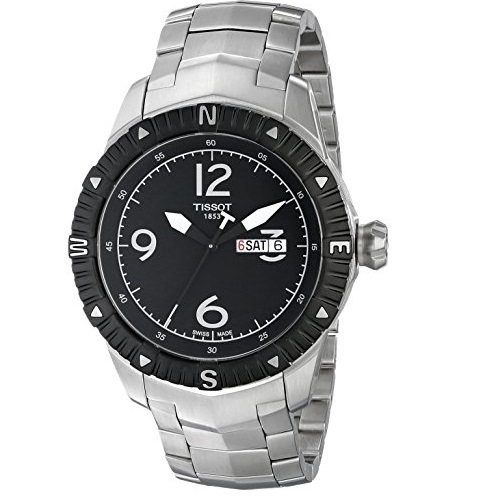 Tissot Men's T0624301105700 Quartz Stainless Steel Black Dial Watch, only $286.65, free shipping after using coupon code 