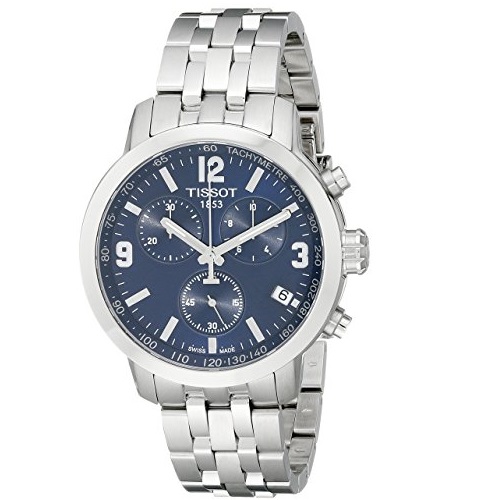 史低價！Tissot天梭PRC 200 系列T0554171104700藍色錶盤不鏽鋼男士計時腕錶，原價$575.00，現僅售325.00 ，免運費