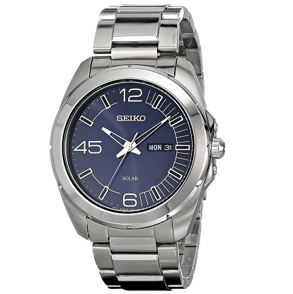 Jomashop：Seiko精工SNE337 太陽能男士石英銀色手錶，原價$250.00，現僅售$69.99，使用折扣碼后免運費